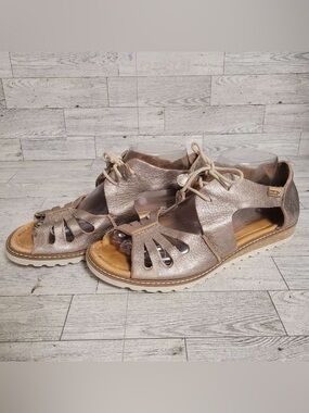 Women’s Pikolinos Alcudia Metallic Leather Lace Up Sandals Shoes Size 41